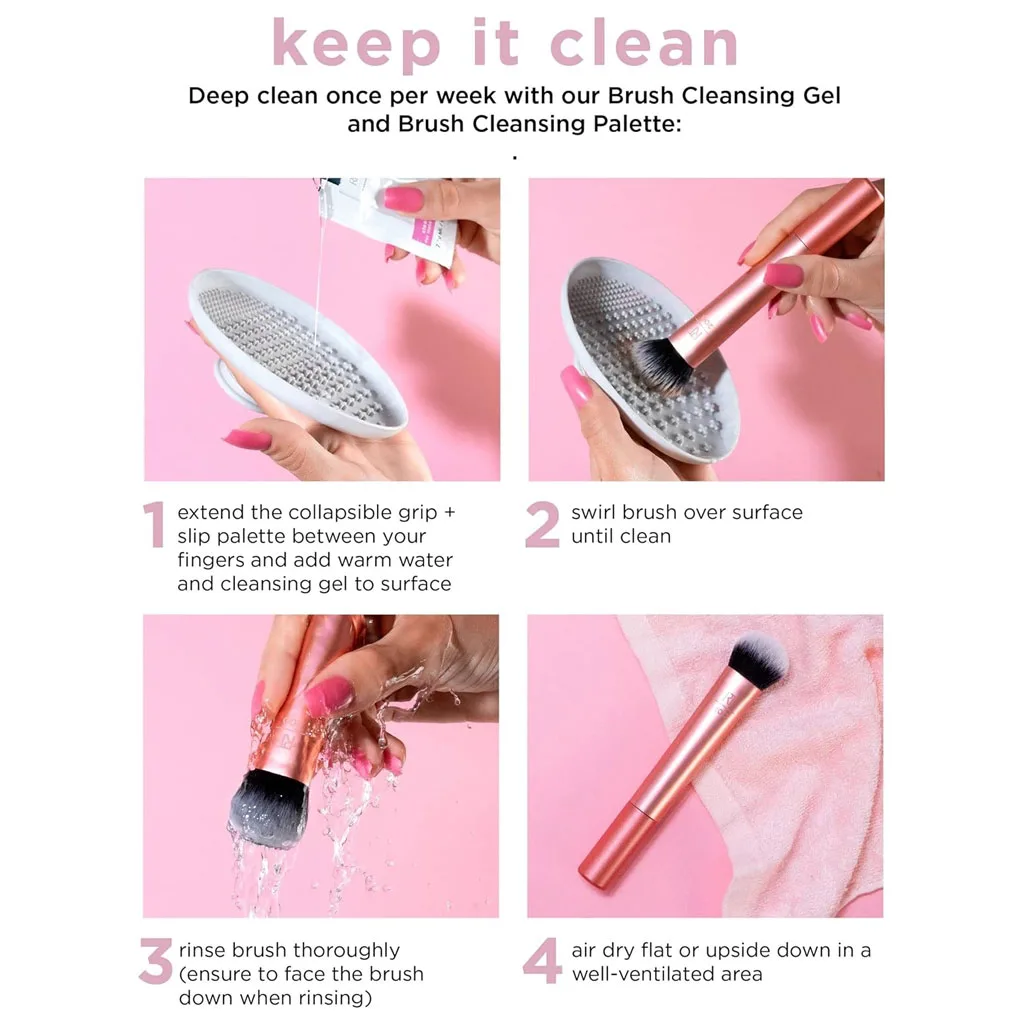 ست 6 تیکه براش آرایشی ریل تکنیک همراه با دو عدد پد(اسفنج) کد 1997