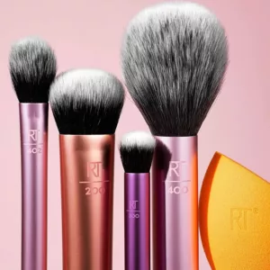 ست 6 تیکه براش آرایشی ریل تکنیک همراه با دو عدد پد(اسفنج) کد 1997