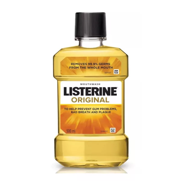 دهانشویه لیسترین ضد عفونی کننده ضد جرم و پلاک زنجبیل لیموترش بدون الکل 500میل Ginger & Lime