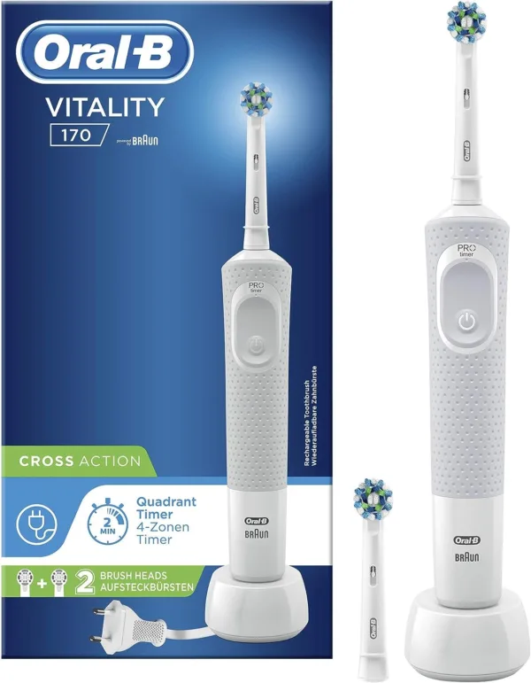 مسواک برقی اورال بی VITALITY 170 با دو سر مجزا CROSS ACTION مسواک برقی اورال بی VITALITY 170 با دو سر مجزا CROSS ACTION