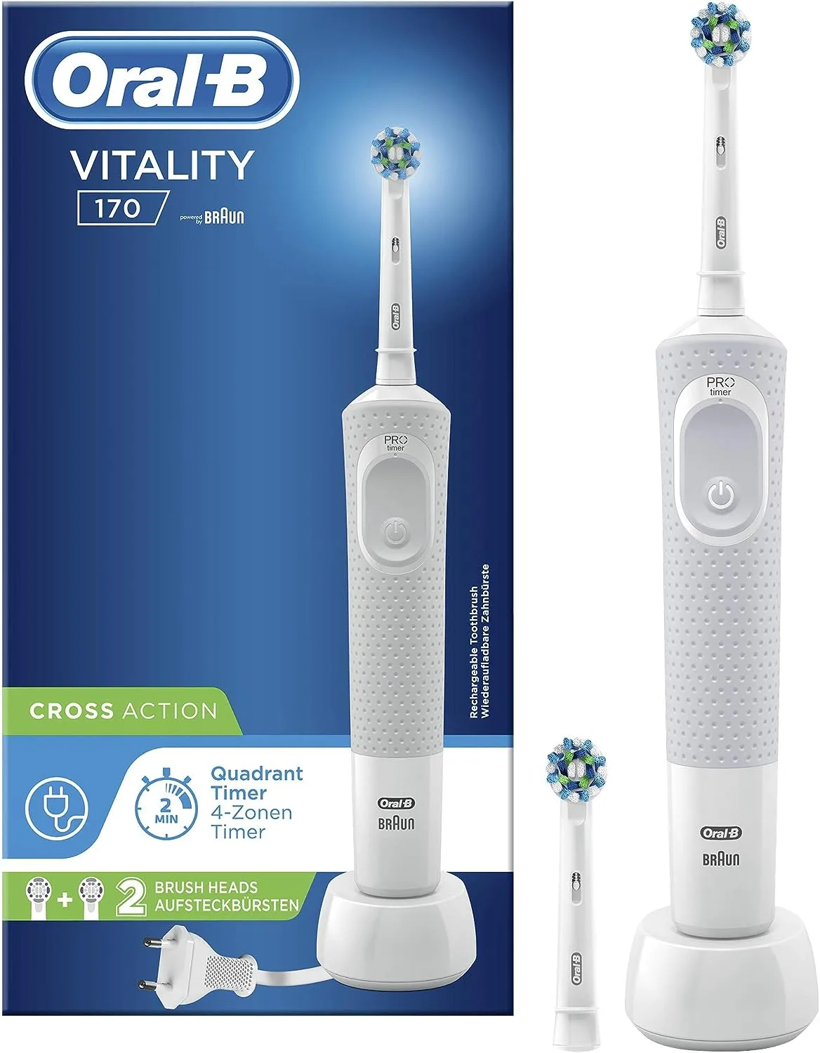 مسواک برقی اورال بی VITALITY 170 با دو سر مجزا CROSS ACTION