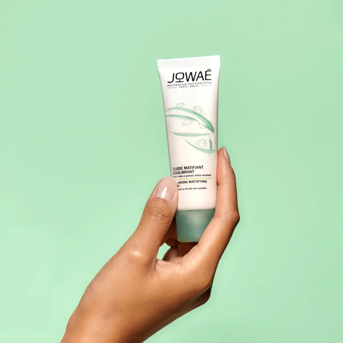 فلوئید مایع مات و متعادل کننده چربی صورت JOWAE جوائی فرانسه مرطوب کننده قوی پوست چرب 95% گیاهی 40میل