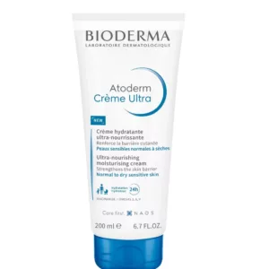 کرم مرطوب کننده و تغذیه کننده بایودرما اتودرم تیوپی Creme Ultra جذب سریع بدون عطر 200میل