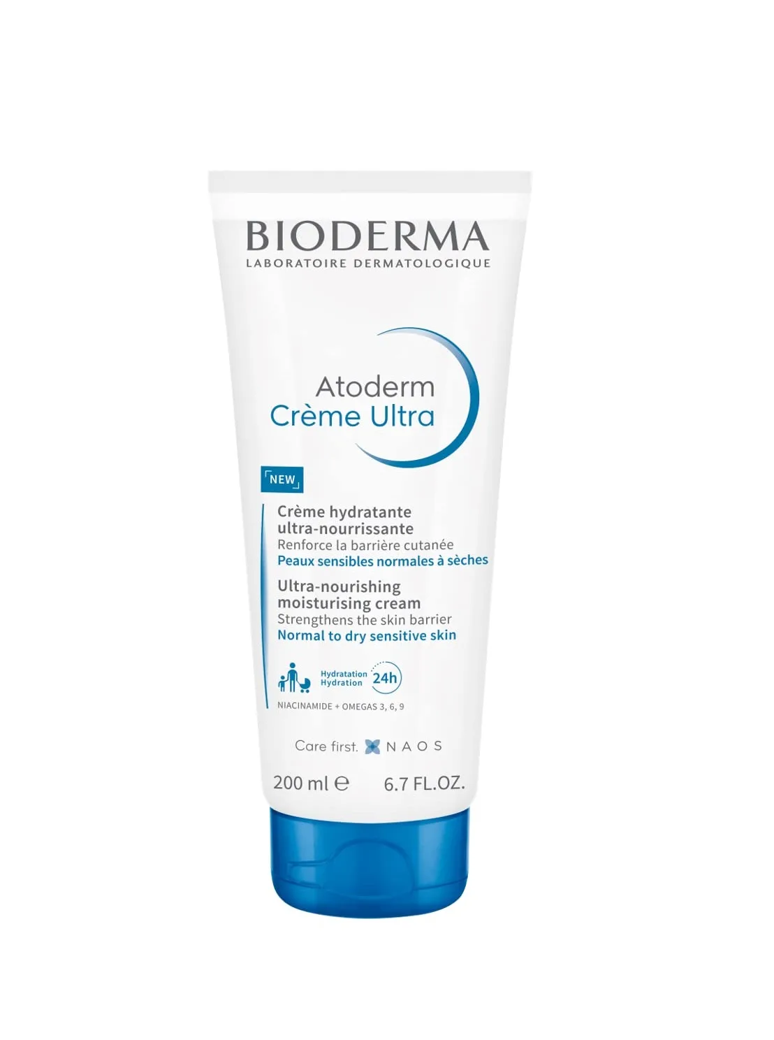 کرم مرطوب کننده و تغذیه کننده بایودرما اتودرم تیوپی Creme Ultra جذب سریع بدون عطر 200میل