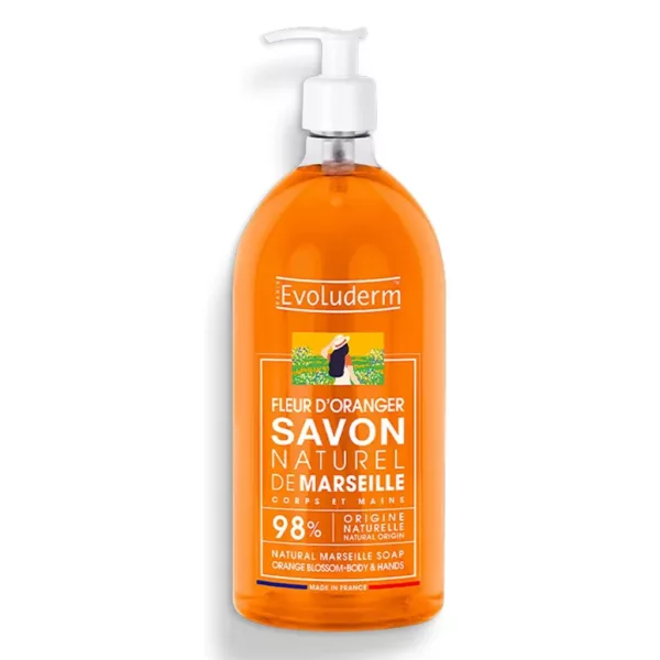 EVOLUDERM - Savon Naturel de Marseille Fleur d’Oranger - 1000 ml - 98%