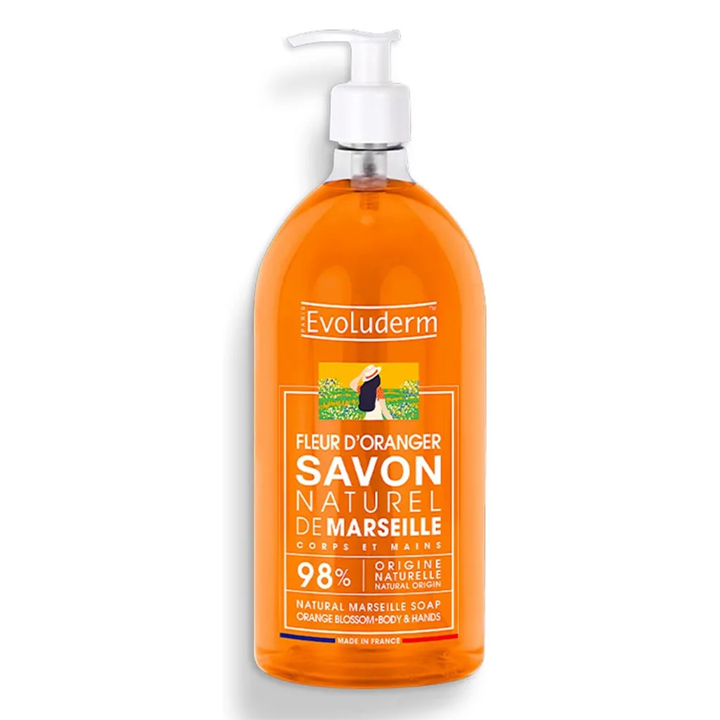 EVOLUDERM - Savon Naturel de Marseille Fleur d’Oranger - 1000 ml - 98%