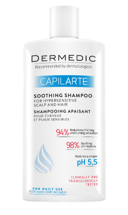 شامپو تسکین دهنده درمدیک مناسب اسکالپ و موی خیلی حساس کد 4217 حجم 300 Capilarte Soothing shampoo