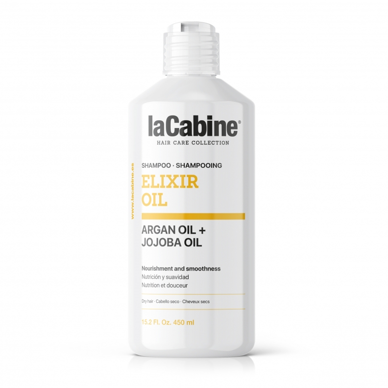 شامپو آرگان و جوجوبا لاکابین مناسب موهای خشک و کم آب کد 0896 la cabine elixir oil shampoo