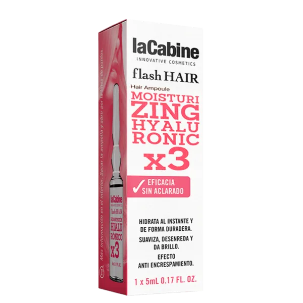 ویال مو لاکابین نهایت آبرسانی مو با 3 نوع هیالورونیک اسید (یک ویال) La Cabine flash HAIR Moisturizing Hyaluronic x3 کد8938
