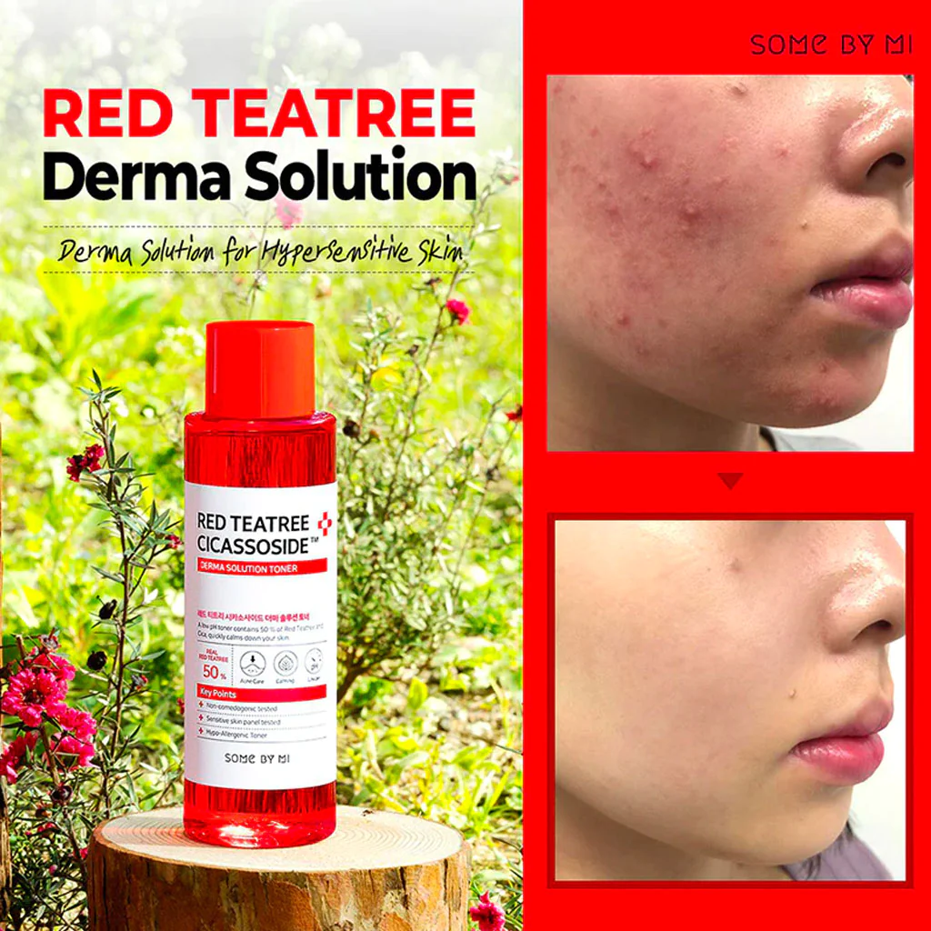 تونر درخت چای قرمز سام بای می لایه بردار با pH پایین پوست حساس و مستعد آکنه Teatree Cicassoside Derma
