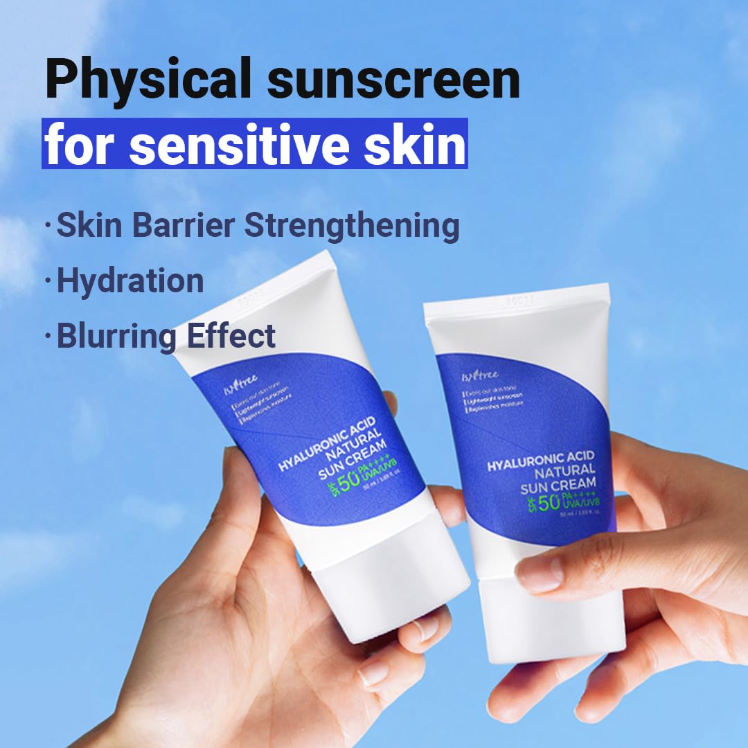 ضد آفتاب کرمی ایزنتری SPF50+ آبرسان حاوی هیالورونیک اسید Isntree Hyaluronic Acid NATURAL SUN CREAM ++++PA کد4464