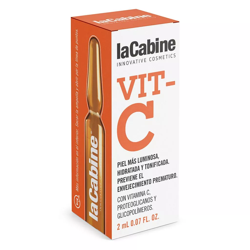 ویال صورت ویتامین سی لاکابین روشن کننده خاصیت آنتی اکسیدان با پروتئوگلیکانس و گلیکوپلیمر La Cabine Vit-C کد9943 (یک ویال)