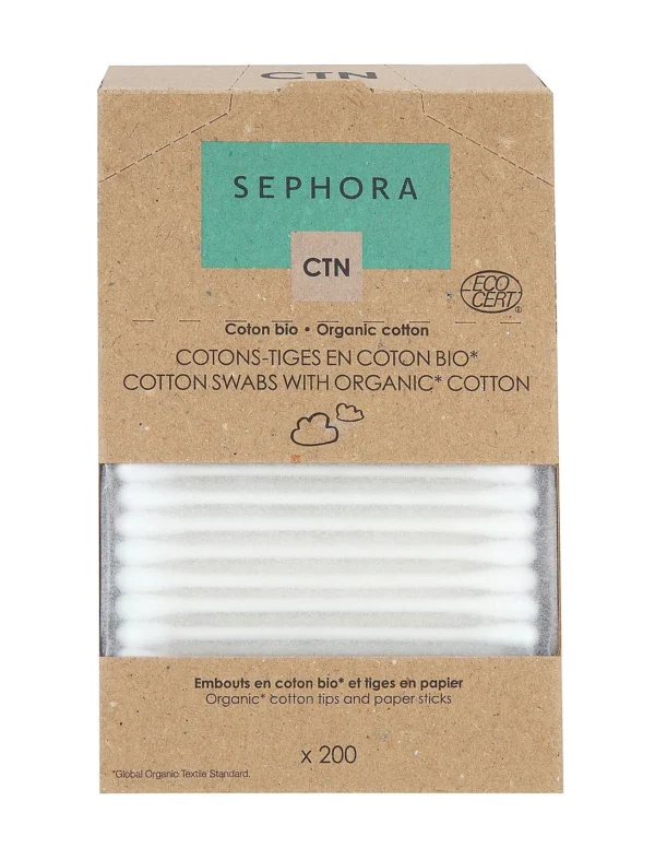 گوش پاک کن سفورا اورجینال 200عددی Sephora Collection Organic Cotton Swabs