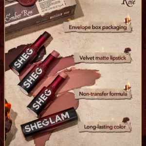 ست رژ لب جامد مات با دوام شیگلم مدل Ember Rose