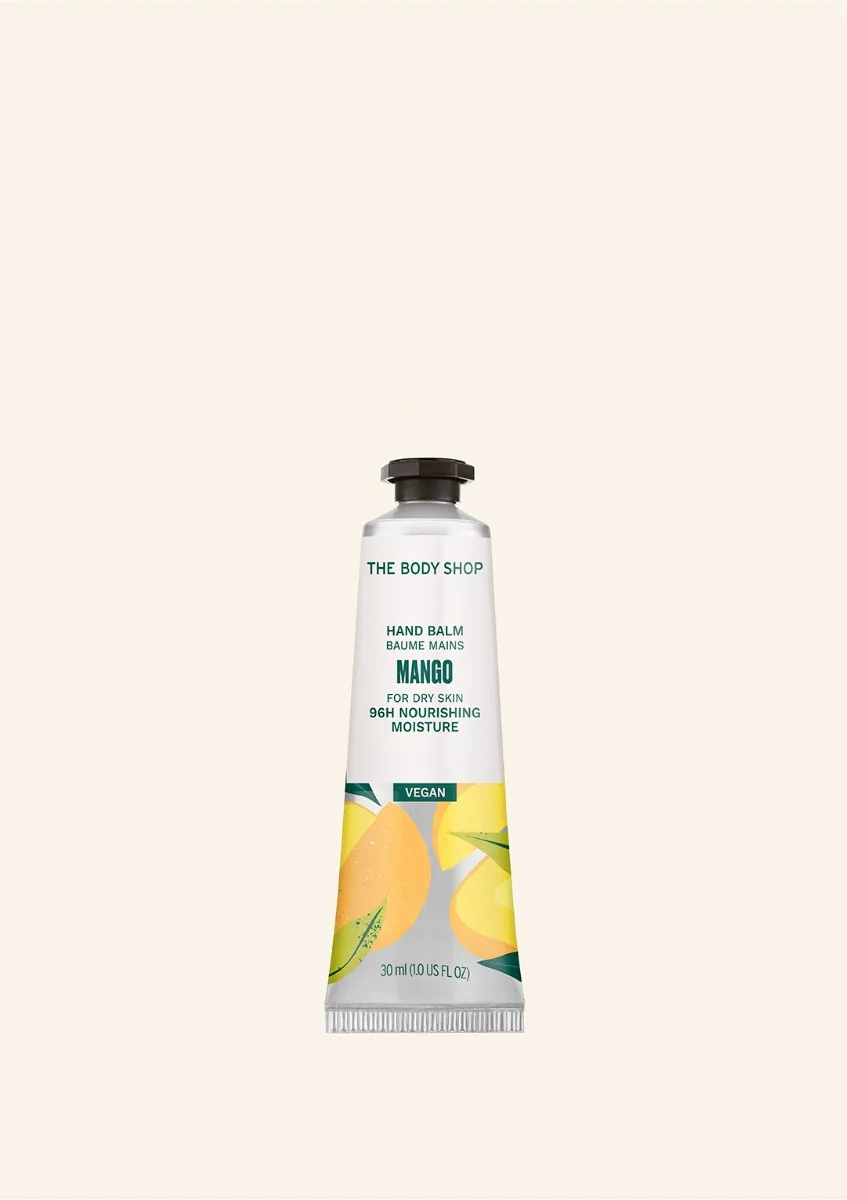 کرم دست انبه رنگ زرد پررنگ بادی شاپ مناسب دست های خیلی خشک جدا شده از گیفت ست MANGO hand balm