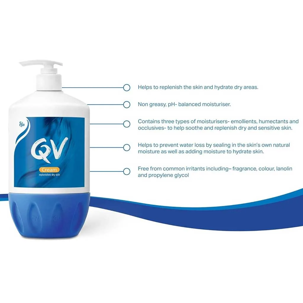 کرم مرطوب کننده QV برای پوست خشک و حساس در ٢ حجم مختلف