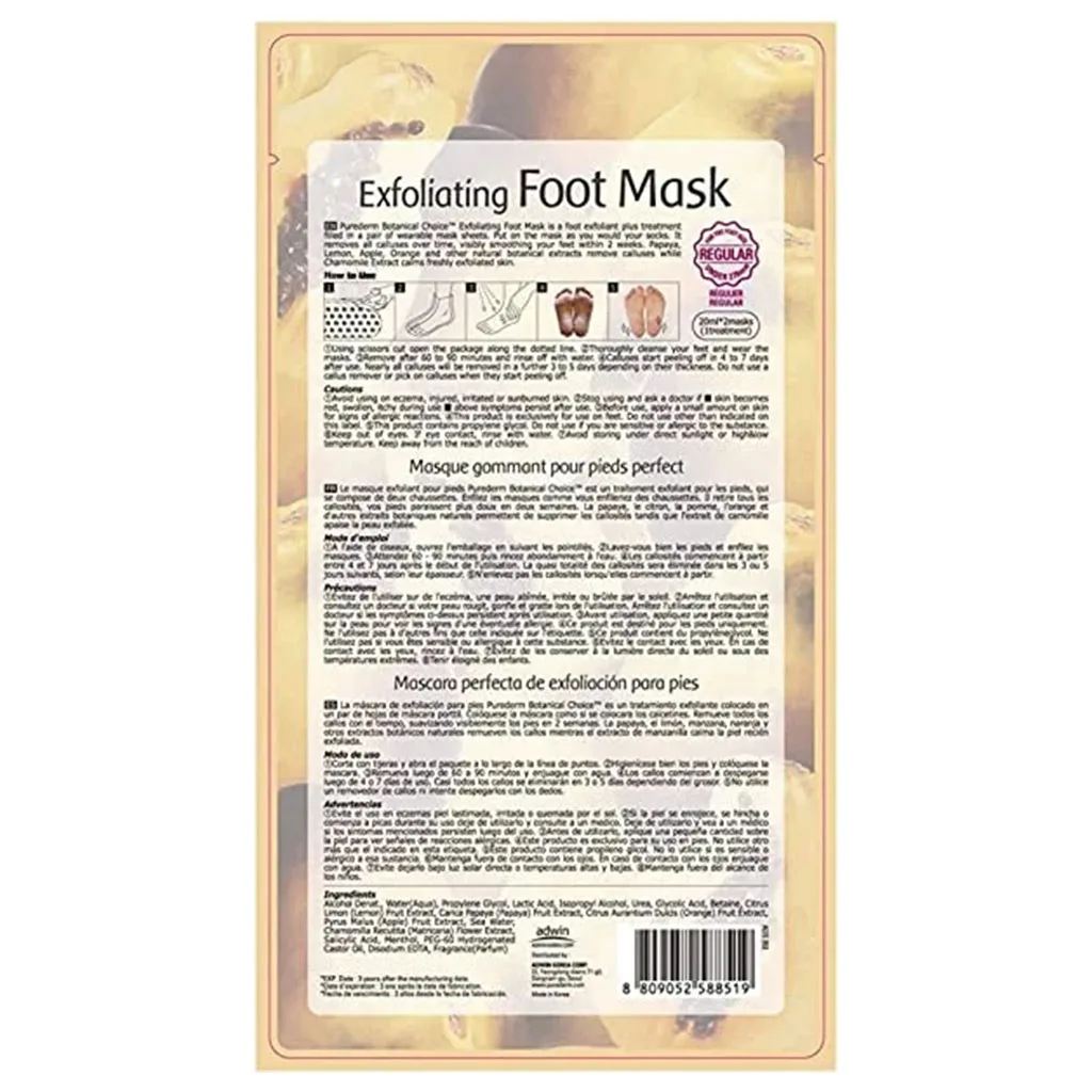 ماسک پا پیوردرم لایه بردار پوست کف پا و نرم کننده Purederm Exfoliating Foot Mask