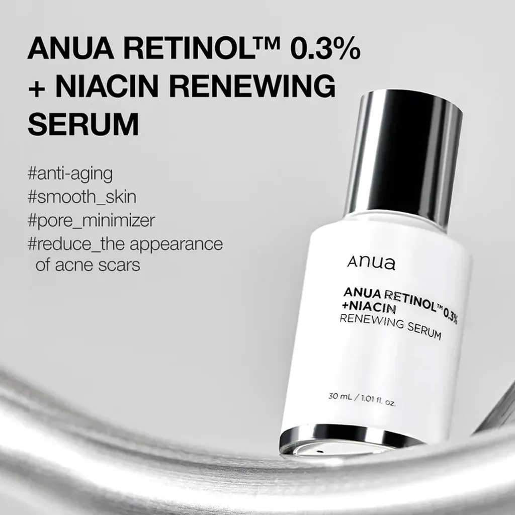 سرم رتینول 0.3 و نیاسین آنوا Anua ضد چروک و روشن کننده