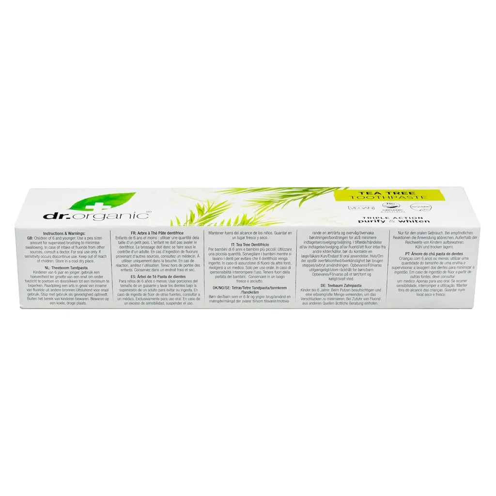 خمیر دندان سفید کننده و پاکسازی کننده دکتر ارگانیک حاوی تی تری (درخت چای )