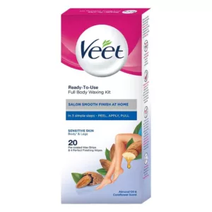 نوار وکس موبر ویت Veet آبی پوست حساس رایحه روغن بادام 20 عددی