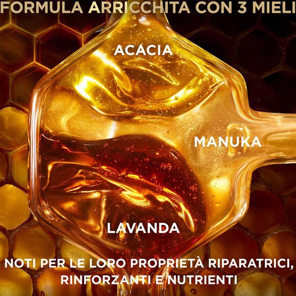 شامپو ترمیم کننده ضد گره گارنیر حاوی عسل ژل رویال بره موم Tesori Di Miele