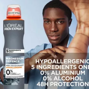 اسپری ضدتعریق بدون آلومینیوم لورال مدل magnesium defence