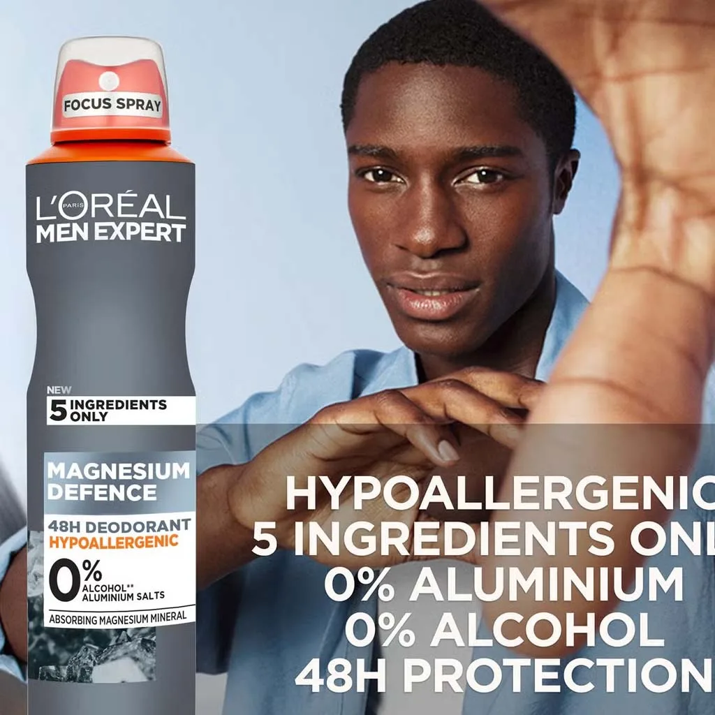 اسپری ضدتعریق بدون آلومینیوم لورال مدل magnesium defence
