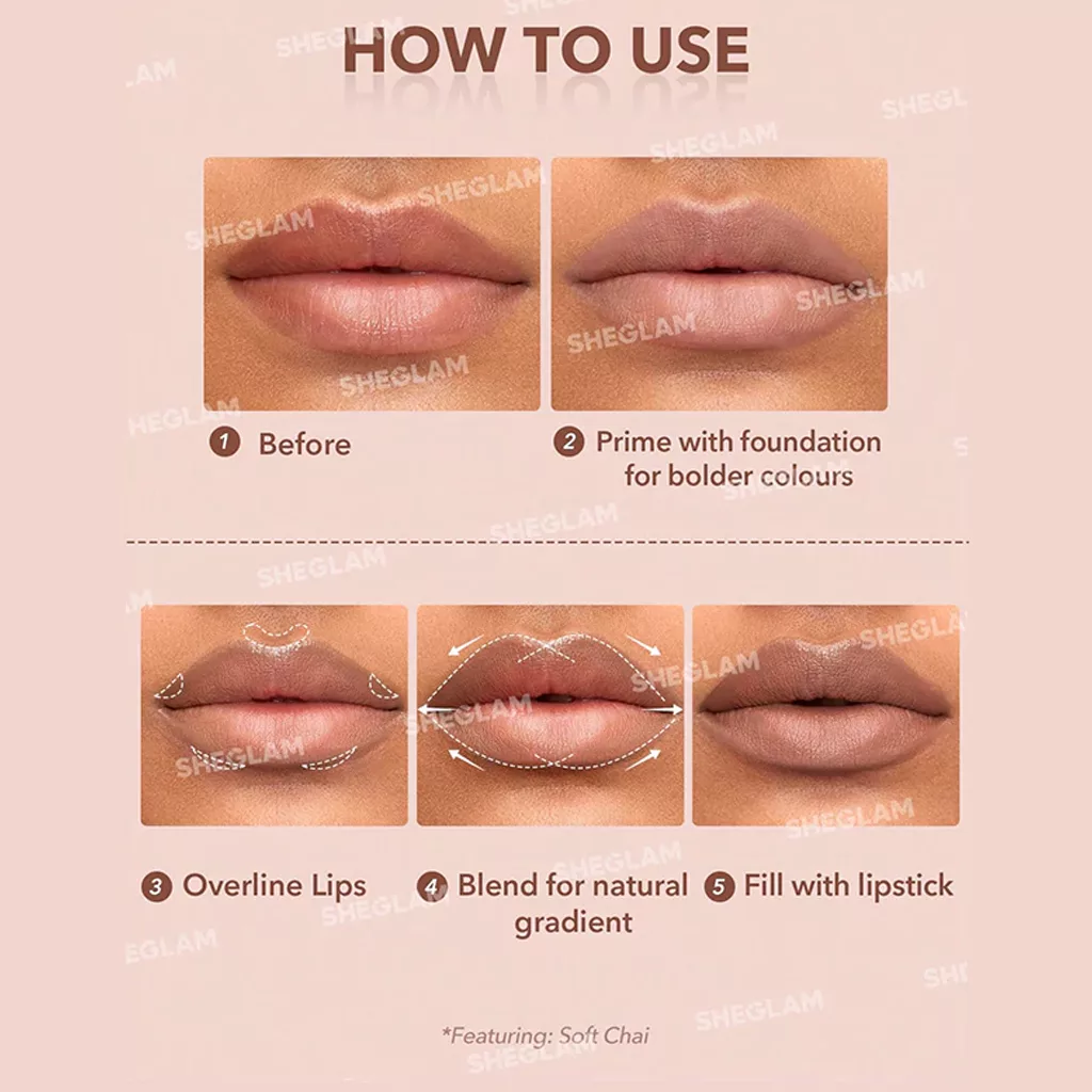 خط لب و رژلب مدادی دو طرفه شیگلم GLAM 101 در 4 رنگ