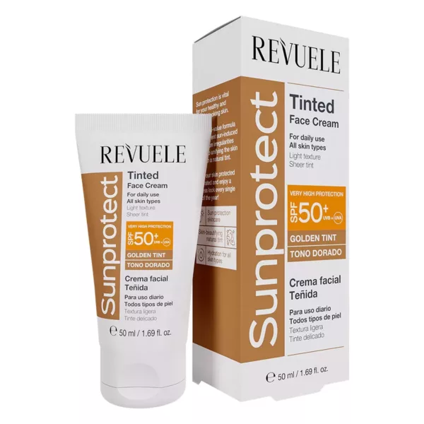 ضد آفتاب انواع پوست ریول رنگ گلدن تینت spf 50