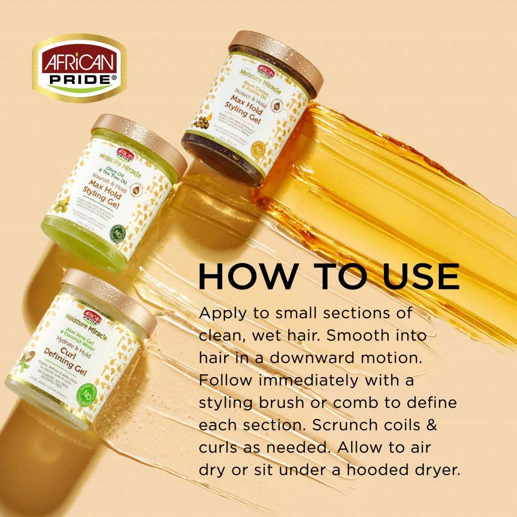 ژل موی فر قوی آفریکن پراید بدون الکل Olive oil & Tea tree