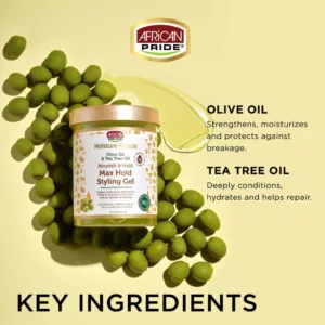 ژل موی فر قوی آفریکن پراید بدون الکل Olive oil & Tea tree