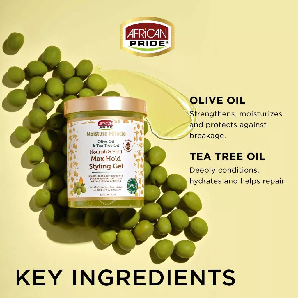 ژل موی فر قوی آفریکن پراید بدون الکل Olive oil & Tea tree