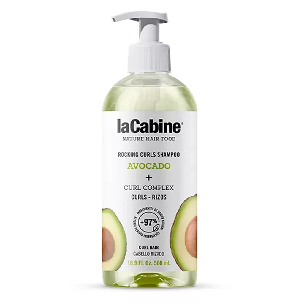 شامپو موی فر و حالت دار لاکابین حاوی سوپر فود طبیعی آووکادو