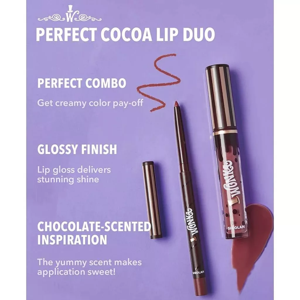 ست لیپ گلاس و خط لب شیگلم کاکائو مدل hot fudge