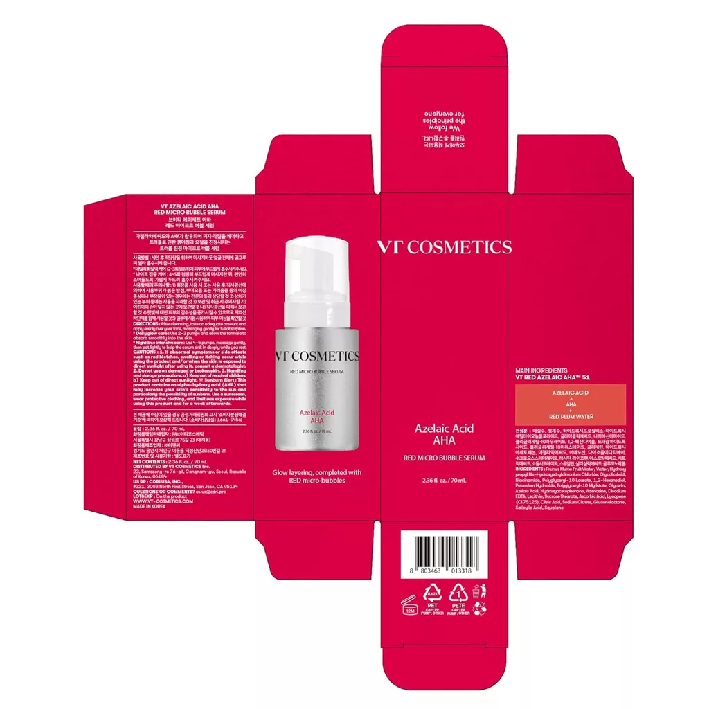 سرم لایه بردار حبابی آزلاییک اسید وی تی کازمتیک vt cosmetic