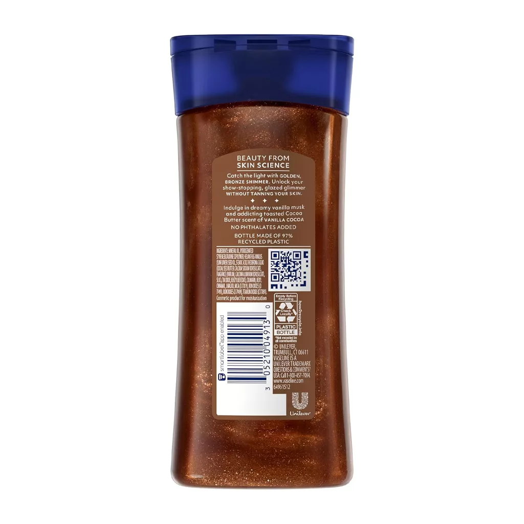 روغن بدن شاین دار وازلین GOLDEN HOUR GLOW رایحه Vanilla cocoa