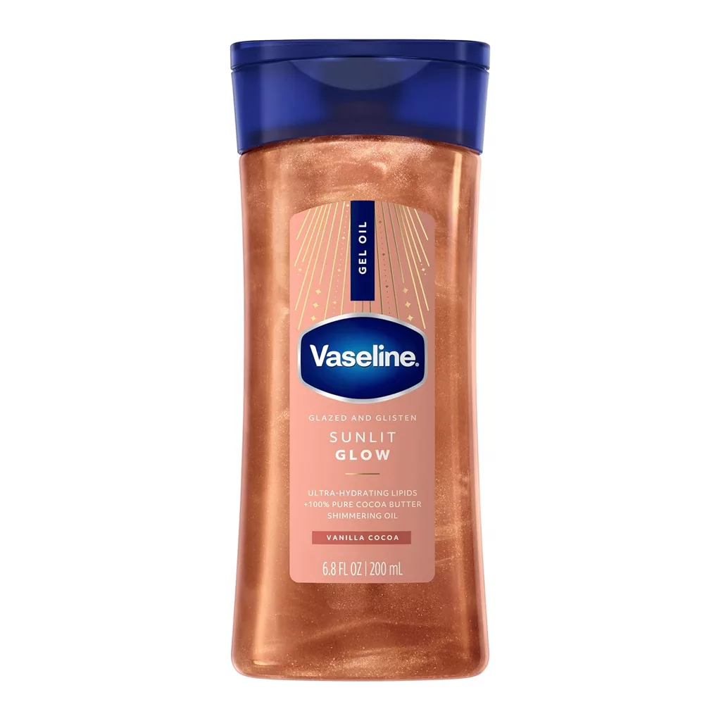 روغن بدن شاین دار وازلین SUNLIT GLOW رایحه Vanilla cocoa روغن بدن شاین دار وازلین SUNLIT GLOW رایحه Vanilla cocoa