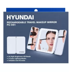 آینه میکاپ حرفه ای هیوندای HYUNDAI دارای پایه و LED آرایش