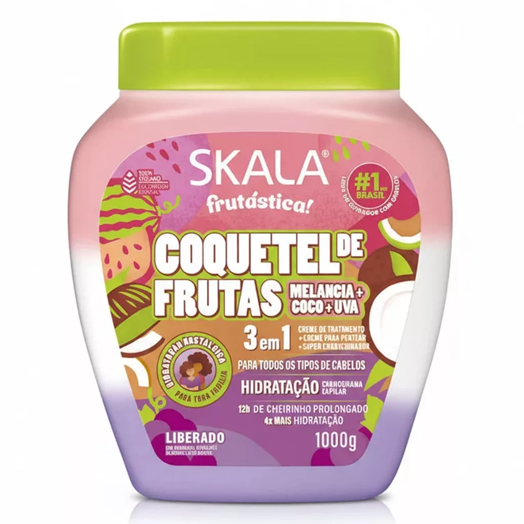 کرم مو فر حالت دهنده اسکالا کوکتل میوه موی فر و موج دار SKALA COQUETEL DE FRUTAS 3in1 MELANCIA COCO+UVA