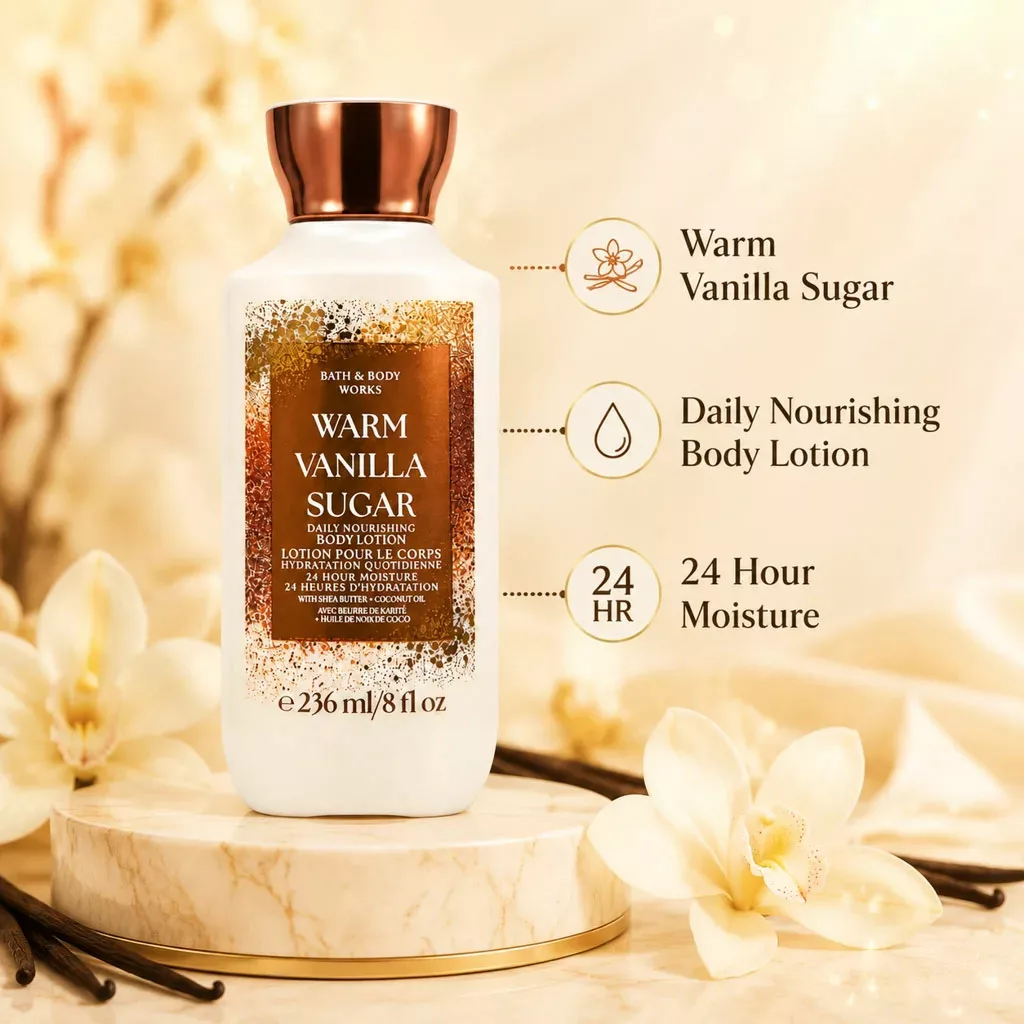لوسیون بدن WARM VANILLA SUGAR بث اند بادی ورکز BATH & BODY WORKS BODY LOTION