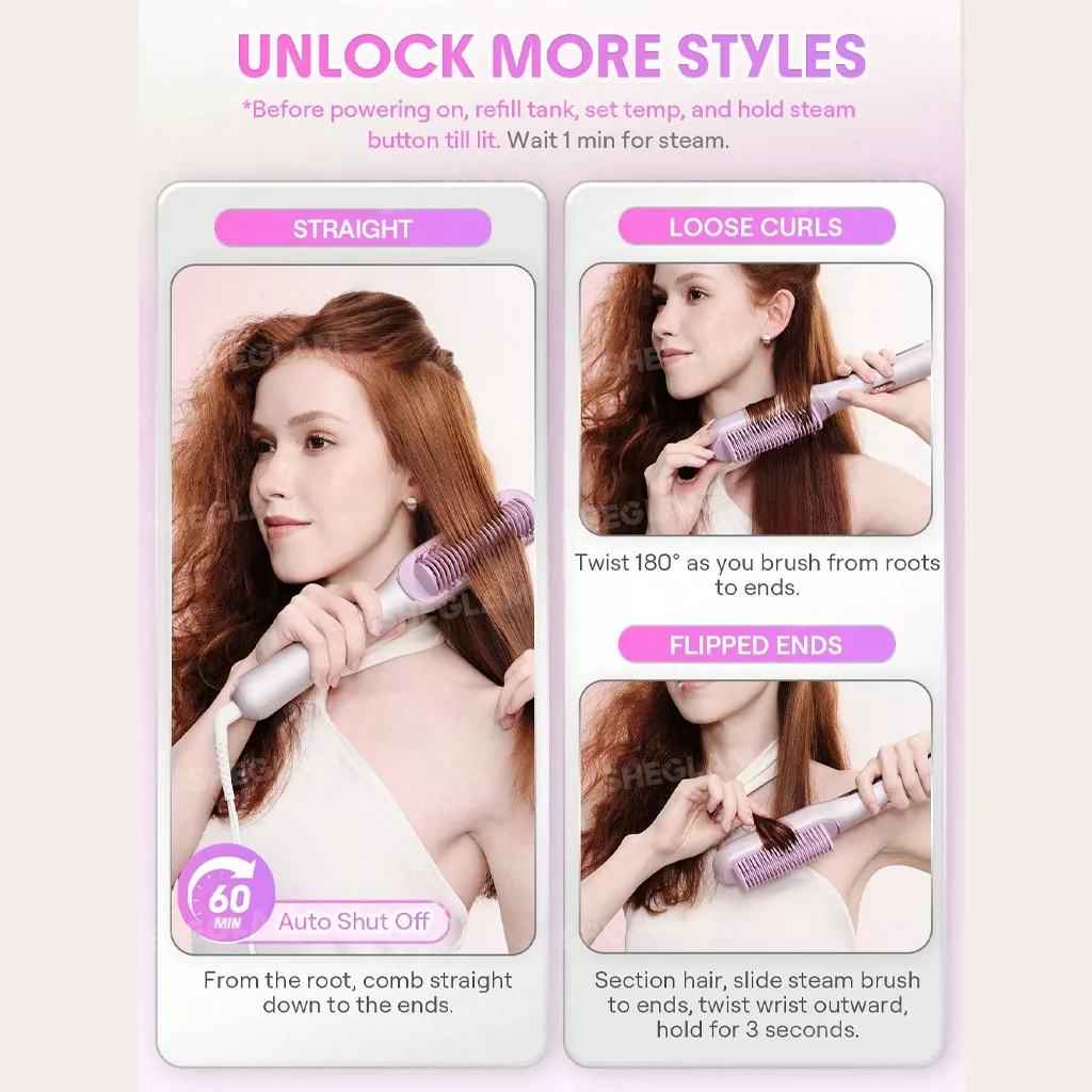 دستگاه برس حرارتی شیگلم هیدرا شات تخت Hydra shot Steam Straightening Brush PRO