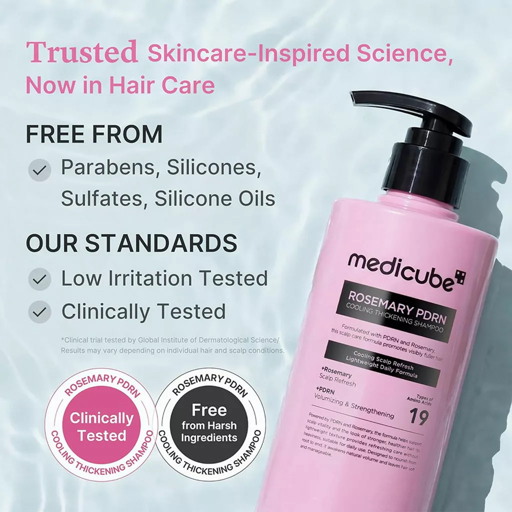 شامپو رزماری PDRN مدی کیوب ضدریزش Medicube ROSEMARY cooling thickening shampoo