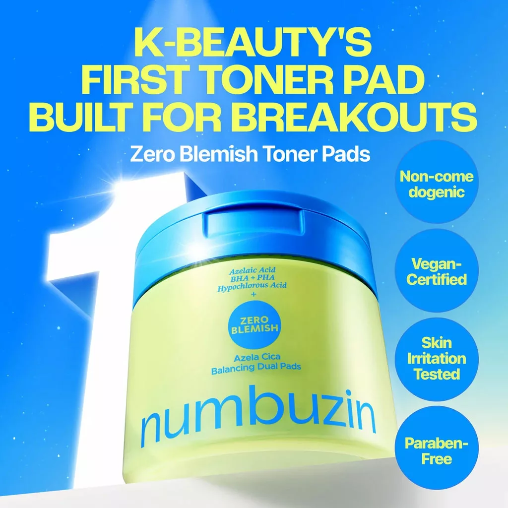 پد آزلائیک دو طرفه ضد جوش نامبوزین Numbuzin ZERO BLEMISH Azela Cica BHA+PHA Azelaic Acid