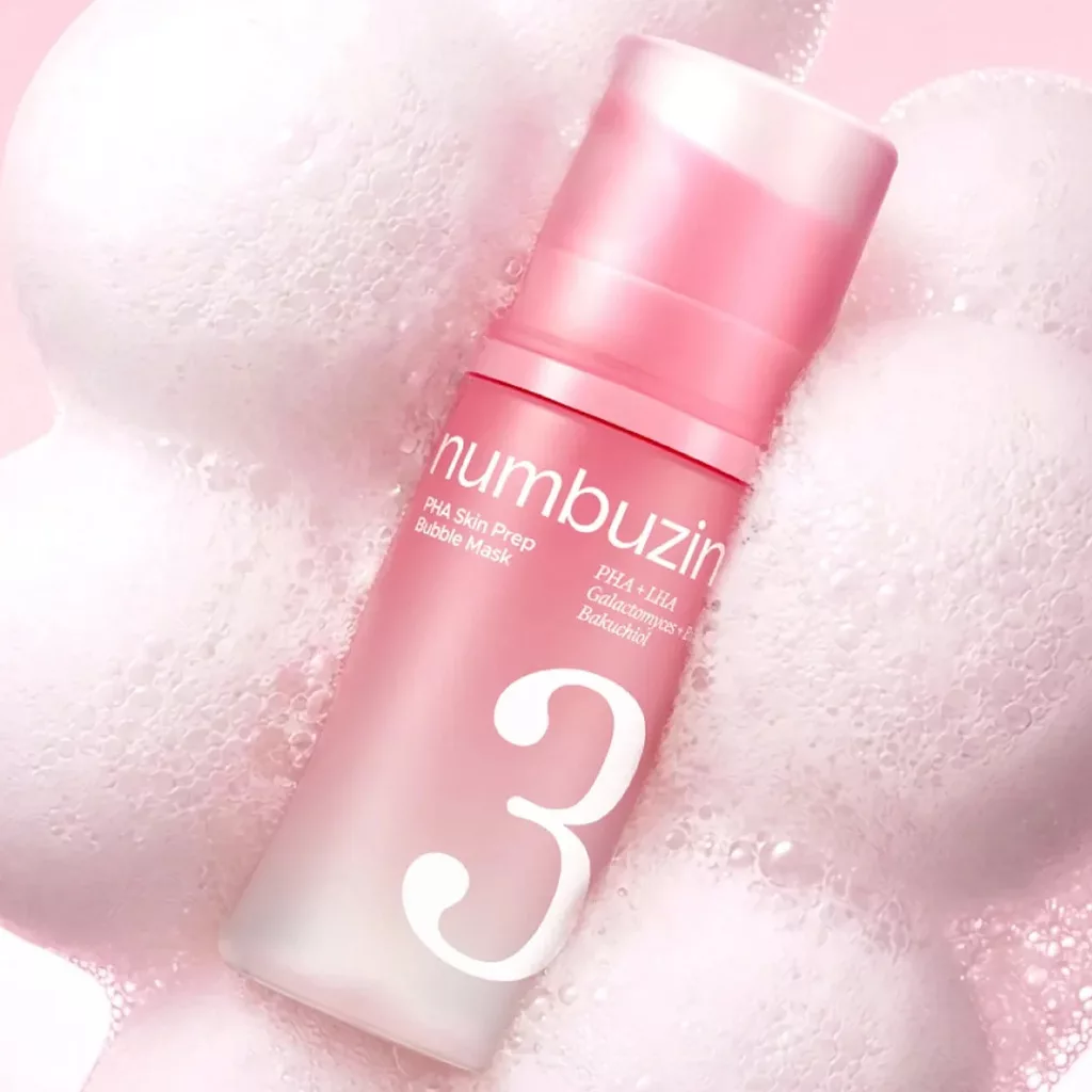 ماسک حبابی glow نامبوزین بابل ماسک Numbuzin 3 PHA+LHA Galactomyces + Bifida Bakuchiol Bubble Mask