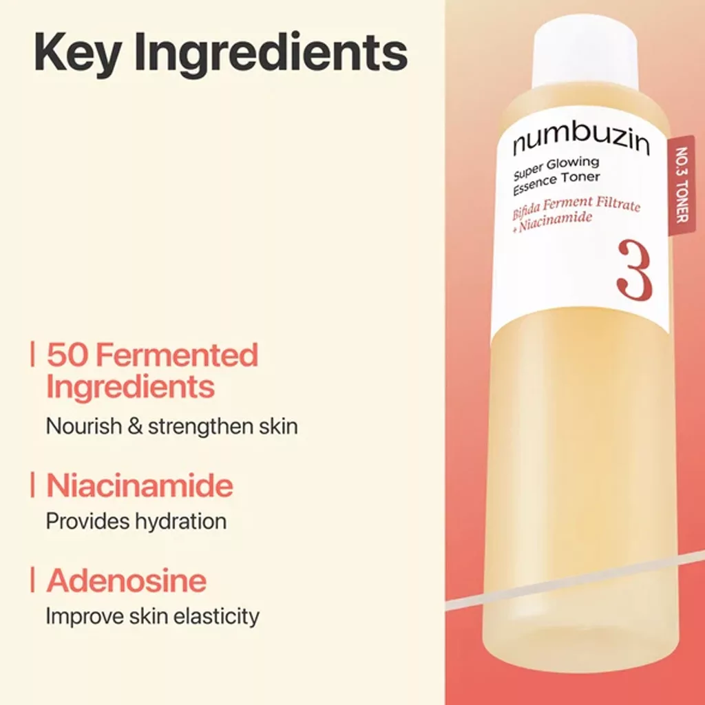 تونر اسنس شماره 3 نامبوزین گلو نیاسینامید Numbuzin super Essence Toner 3