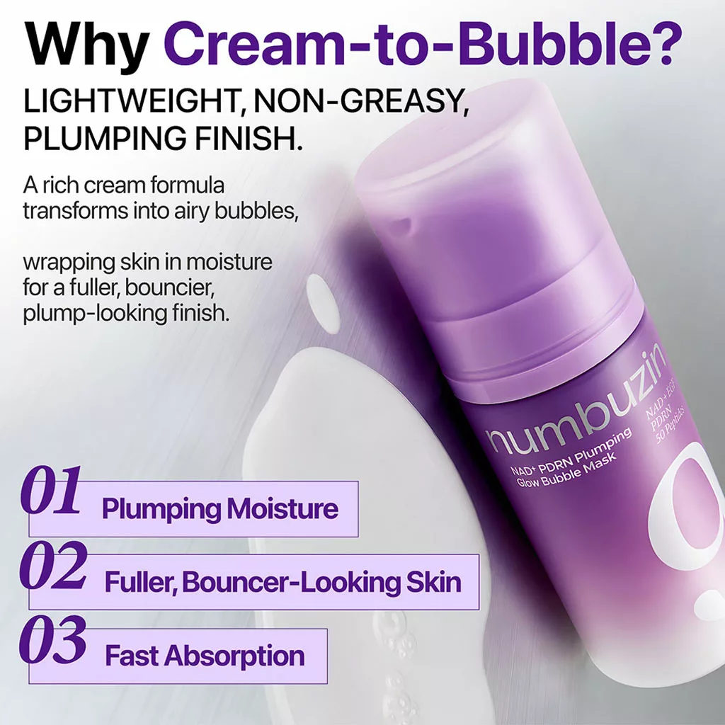 ماسک حبابی glow نامبوزین بابل ماسک Numbuzin 9 +NAD PDRN PLUMPING glow Bubble Mask