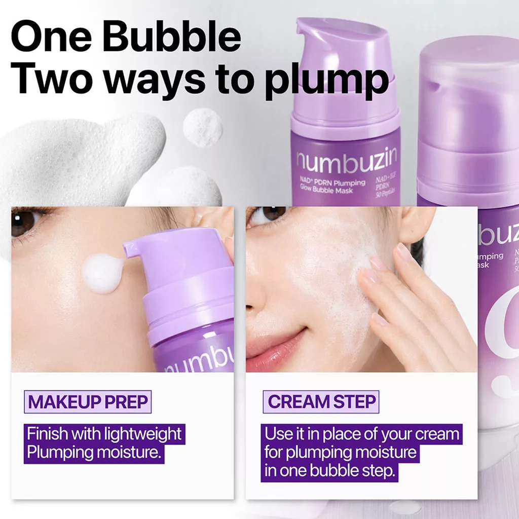 ماسک حبابی glow نامبوزین بابل ماسک Numbuzin 9 +NAD PDRN PLUMPING glow Bubble Mask
