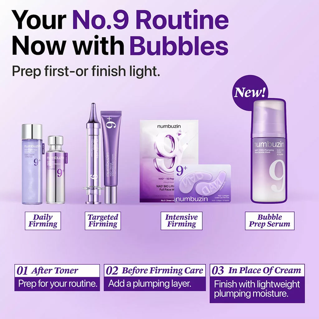 ماسک حبابی glow نامبوزین بابل ماسک Numbuzin 9 +NAD PDRN PLUMPING glow Bubble Mask