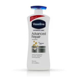 لوسیون ترمیم کننده وازلین سفید حجم 600 میل vaseline advanced repair body lotion