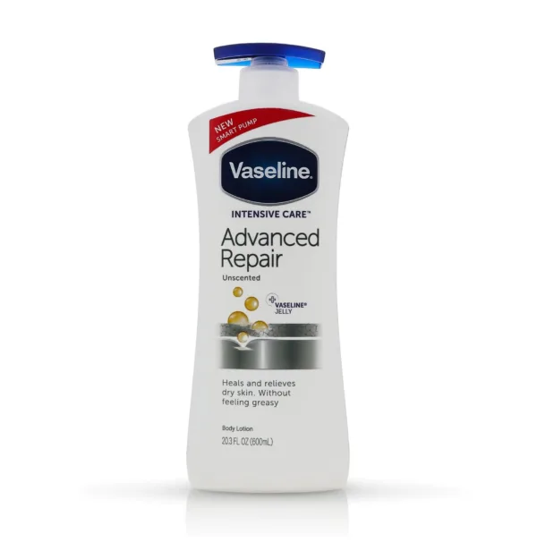 لوسیون ترمیم کننده وازلین سفید حجم 600 میل vaseline advanced repair body lotion